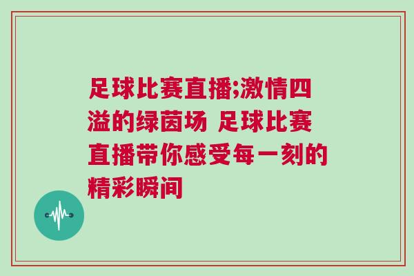 足球比賽直播;激情四溢的綠茵場 足球比賽直播帶你感受每一刻的精彩瞬間