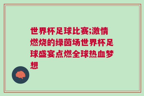 世界杯足球比賽;激情燃燒的綠茵場世界杯足球盛宴點燃全球熱血夢想
