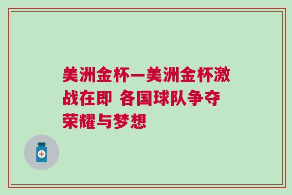 美洲金杯—美洲金杯激戰在即 各國球隊爭奪榮耀與夢想