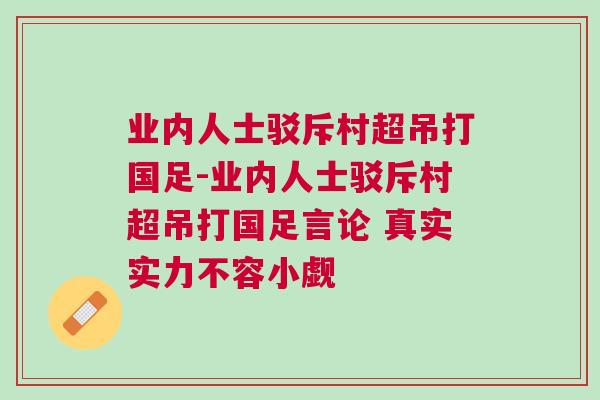 業內人士駁斥村超吊打國足-業內人士駁斥村超吊打國足言論 真實實力不容小覷