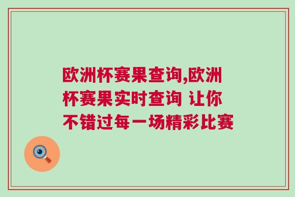 歐洲杯賽果查詢,歐洲杯賽果實時查詢 讓你不錯過每一場精彩比賽