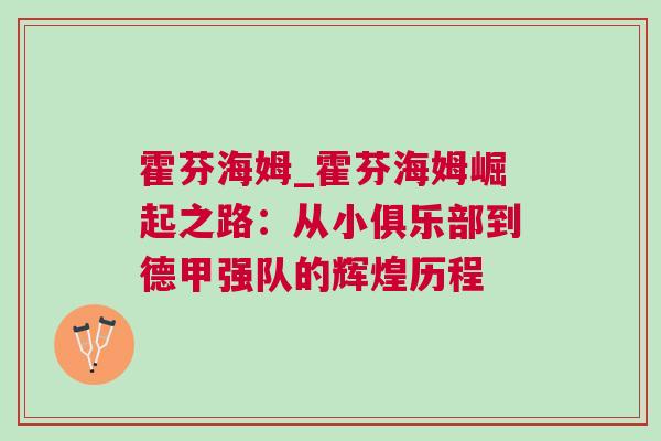 霍芬海姆_霍芬海姆崛起之路:從小俱樂(lè)部到德甲強(qiáng)隊(duì)的輝煌歷程