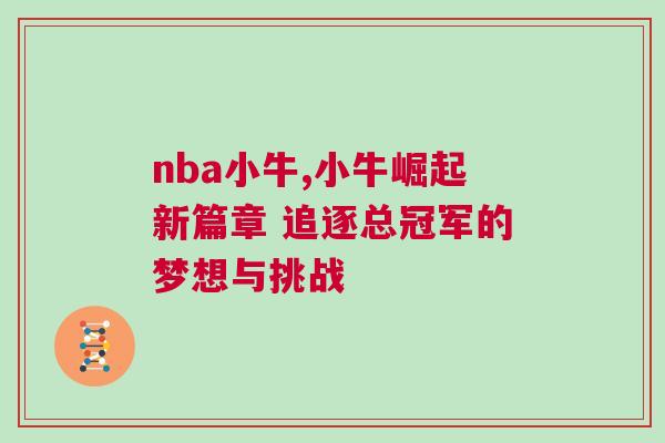 nba小牛,小牛崛起新篇章 追逐總冠軍的夢想與挑戰(zhàn)