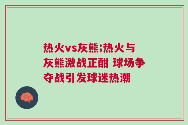 熱火vs灰熊;熱火與灰熊激戰正酣 球場爭奪戰引發球迷熱潮