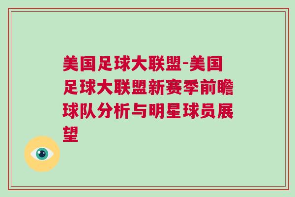 美國足球大聯盟-美國足球大聯盟新賽季前瞻球隊分析與明星球員展望