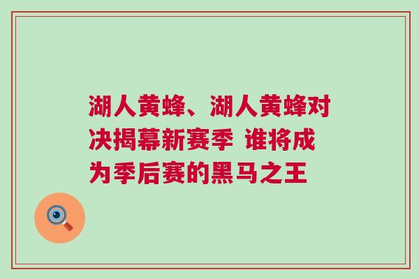 湖人黃蜂、湖人黃蜂對決揭幕新賽季 誰將成為季后賽的黑馬之王