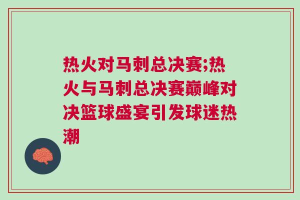 熱火對馬刺總決賽;熱火與馬刺總決賽巔峰對決籃球盛宴引發(fā)球迷熱潮
