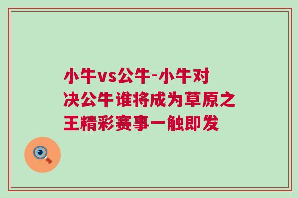 小牛vs公牛-小牛對決公牛誰將成為草原之王精彩賽事一觸即發 小牛vs公牛-小牛對決公牛誰將成為草原之王精彩賽事一觸即發