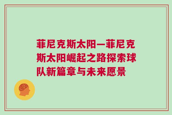 菲尼克斯太陽—菲尼克斯太陽崛起之路探索球隊新篇章與未來愿景