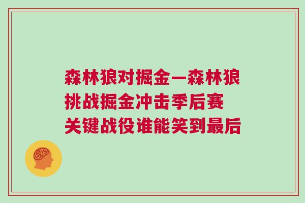 森林狼對掘金—森林狼挑戰掘金沖擊季后賽 關鍵戰役誰能笑到最后