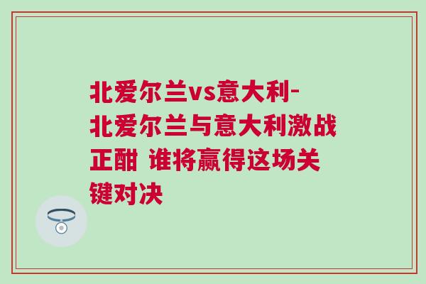 北愛爾蘭vs意大利-北愛爾蘭與意大利激戰正酣 誰將贏得這場關鍵對決