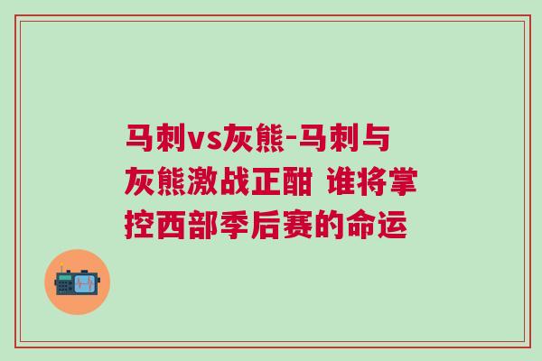 馬刺vs灰熊-馬刺與灰熊激戰正酣 誰將掌控西部季后賽的命運