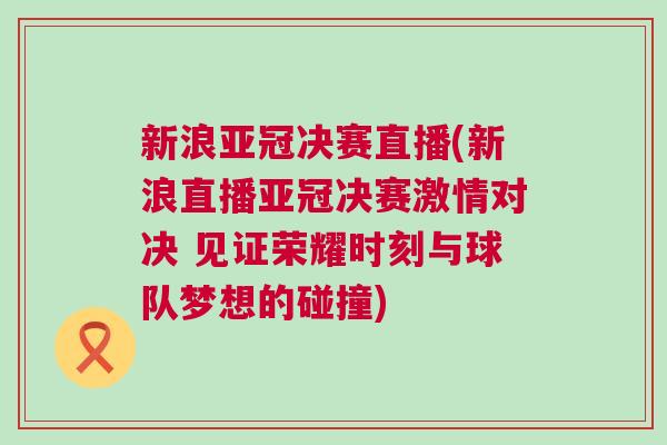 新浪亞冠決賽直播(新浪直播亞冠決賽激情對決 見證榮耀時刻與球隊夢想的碰撞)