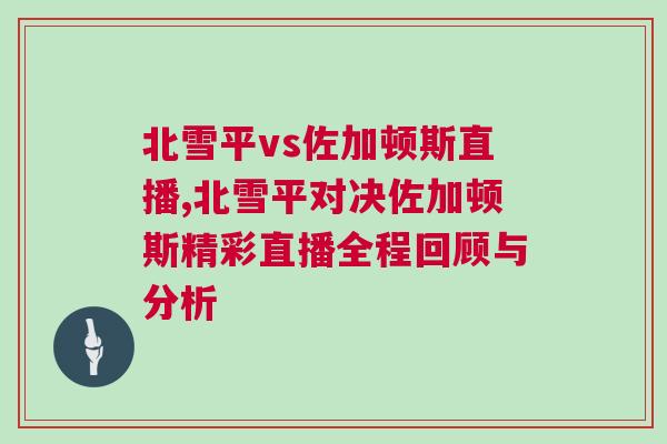 北雪平vs佐加頓斯直播,北雪平對決佐加頓斯精彩直播全程回顧與分析