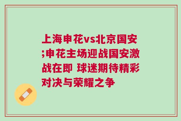 上海申花vs北京國安;申花主場迎戰國安激戰在即 球迷期待精彩對決與榮耀之爭