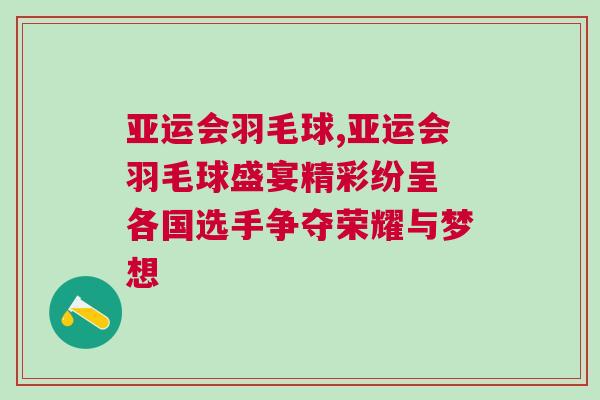 亞運會羽毛球,亞運會羽毛球盛宴精彩紛呈 各國選手爭奪榮耀與夢想