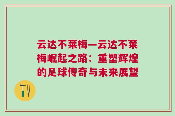 云達不萊梅—云達不萊梅崛起之路:重塑輝煌的足球傳奇與未來展望 云達不萊梅—云達不萊梅崛起之路:重塑輝煌的足球傳奇與未來展望