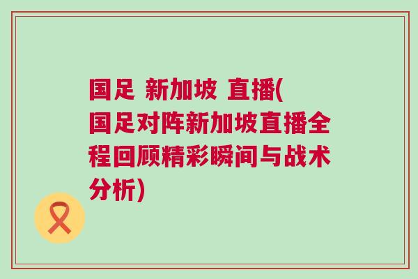 國(guó)足 新加坡 直播(國(guó)足對(duì)陣新加坡直播全程回顧精彩瞬間與戰(zhàn)術(shù)分析)