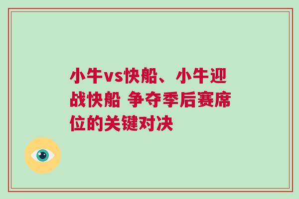 小牛vs快船、小牛迎戰(zhàn)快船 爭奪季后賽席位的關鍵對決