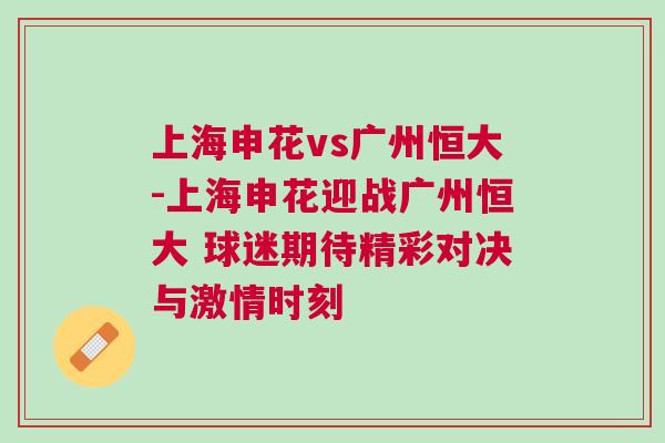 上海申花vs廣州恒大-上海申花迎戰(zhàn)廣州恒大 球迷期待精彩對(duì)決與激情時(shí)刻