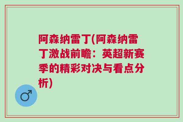 阿森納雷丁(阿森納雷丁激戰(zhàn)前瞻：英超新賽季的精彩對(duì)決與看點(diǎn)分析)