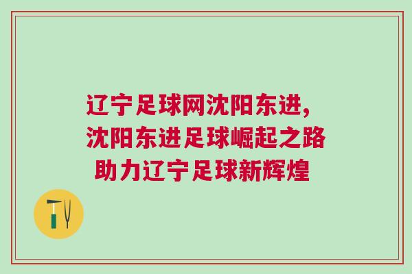 遼寧足球網(wǎng)沈陽東進(jìn),沈陽東進(jìn)足球崛起之路 助力遼寧足球新輝煌 遼寧足球網(wǎng)沈陽東進(jìn),沈陽東進(jìn)足球崛起之路 助力遼寧足球新輝煌