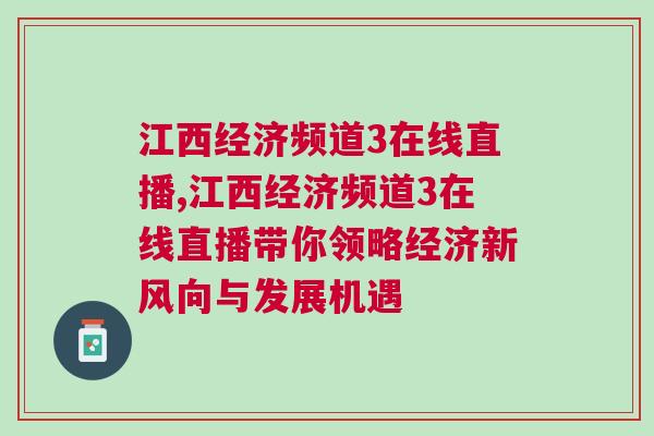 江西經濟頻道3在線直播,江西經濟頻道3在線直播帶你領略經濟新風向與發展機遇